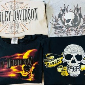 Lot of 4 - Harley-Davidson Motorcycles T-Shirts, 3 w/skulls. All Size XL